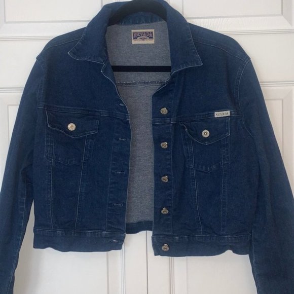 Vintage Nevada Jeanswear Jean Jacket Dark Wash Denim Button Up  Size Medium - Picture 6 of 6